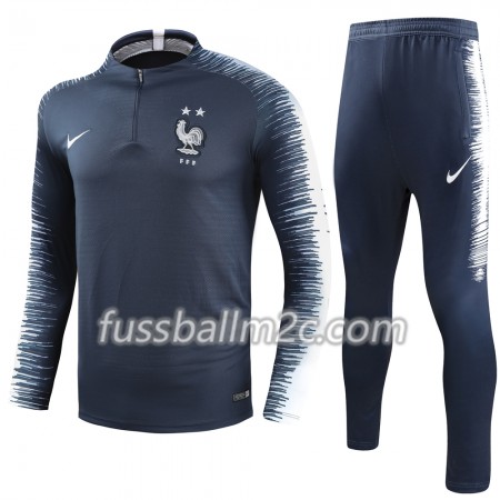 Frankreich 2 Stars Sweatshirts Anzüge Blau 2018
